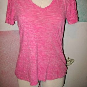 GAP Tops - GAP Bright Pink White Heather Mix V Neck Top L GAP Tops - GAP Bright Pink White Heather Mix V Neck Top L